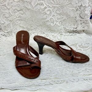 Etienne Aigner Brown Leather Heel Sandals
